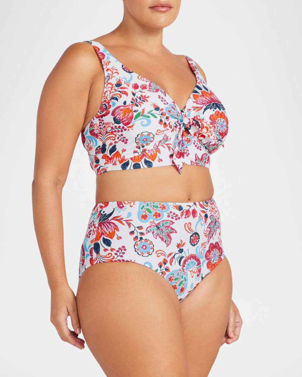 Loquacious Mondrian Reversible High-Waist Bikini Bottoms